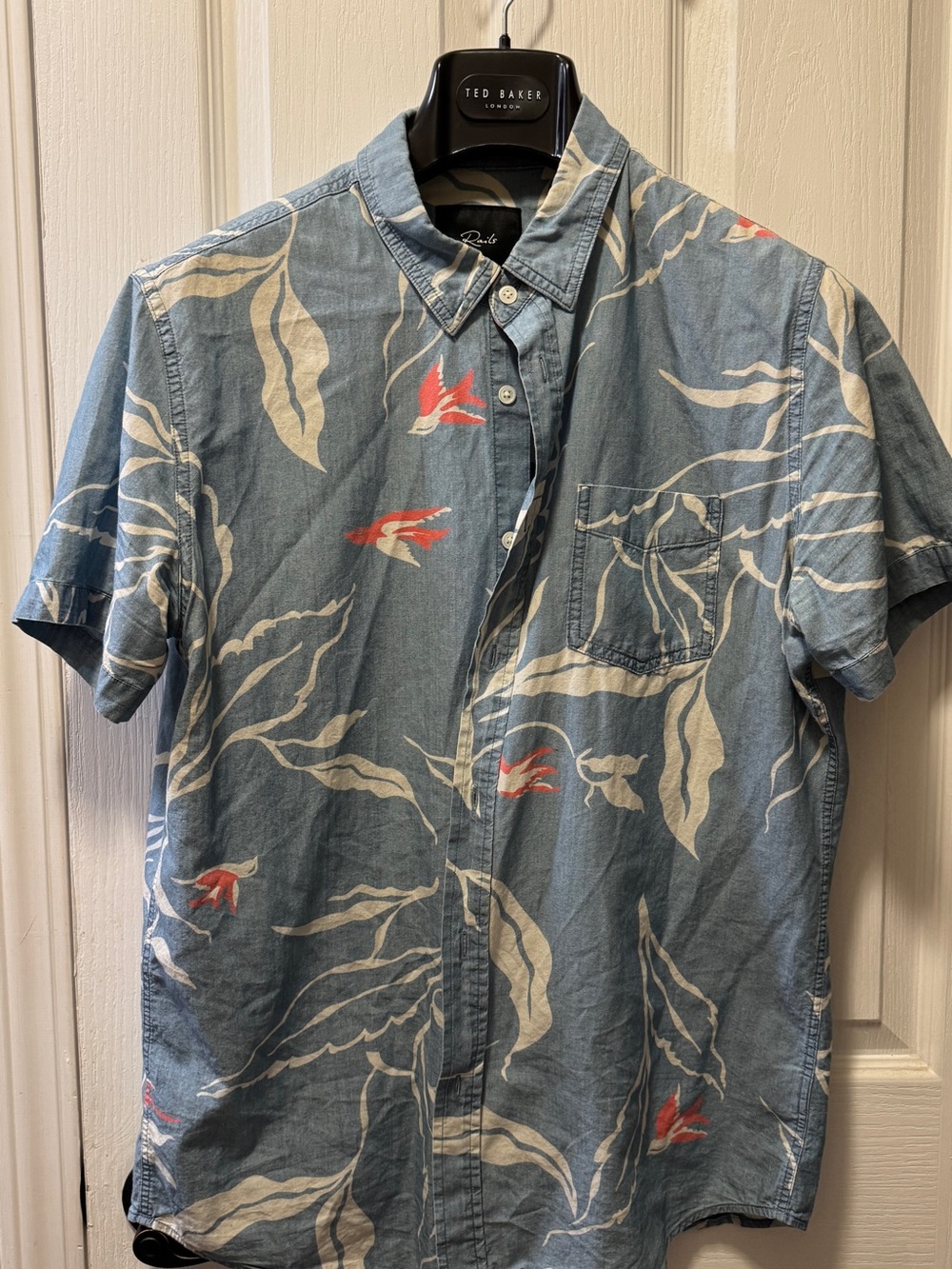 Men’s L - Rails - Blue Floral Short-Sleeve Button-Up Shirt